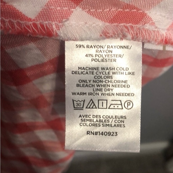 LOFT Peach Gingham Checkered Midi Dress - Picture 7 of 7